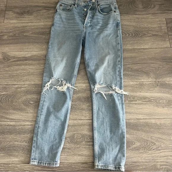 Originals 90's High Rise Ankle Crop in Destroy Sanded Blue - Picture 5 of 8